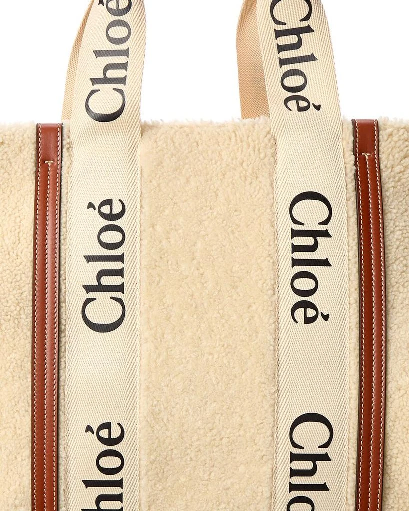 商品Chloé|Chloé Woody Large Shearling & Leather Tote,价格¥11124,第2张图片详细描述