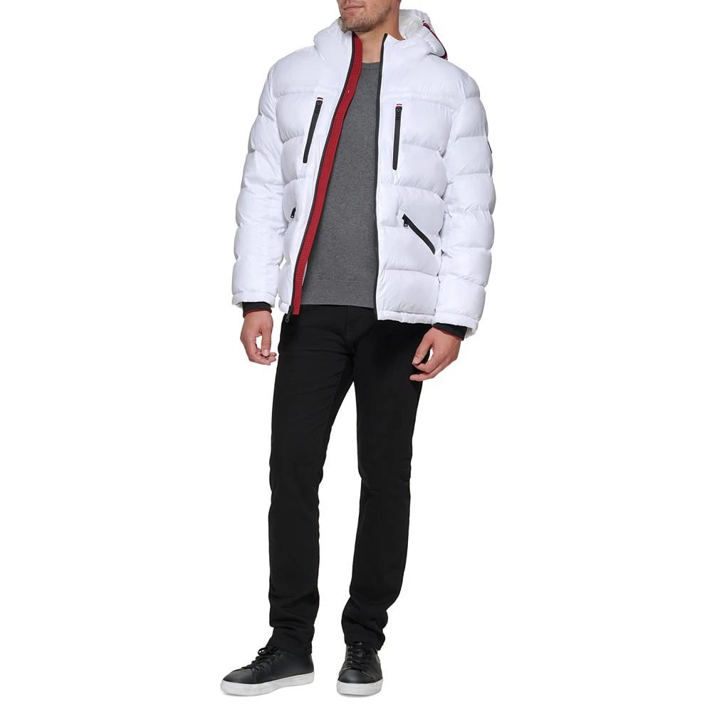 商品Tommy Hilfiger|男士时尚亮面绗缝连帽羽绒夹克,价格¥652,第5张图片详细描述