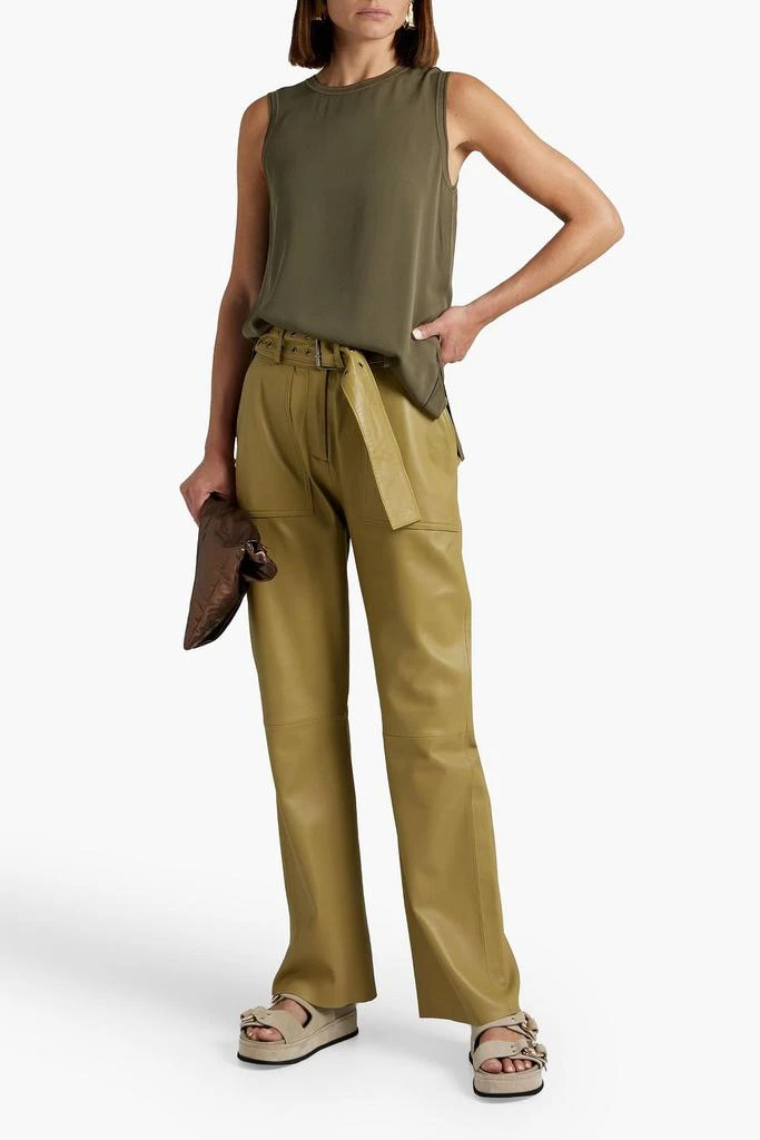 商品Theory|Ribbed knit-trimmed silk crepe de chine top,价格¥859,第4张图片详细描述