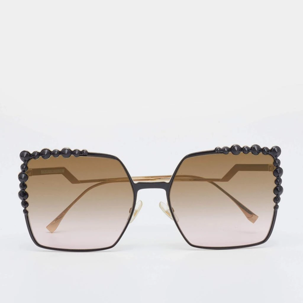 商品[二手商品] Fendi|Fendi Gold Tone/Brown Pink Gradient FF0259/S Studded Square Sunglasses,价格¥3091,第1张图片