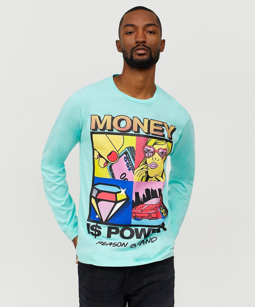 商品Reason Clothing|Money Is Power Long Sleeve Tee - Blue,价格¥74,第5张图片详细描述