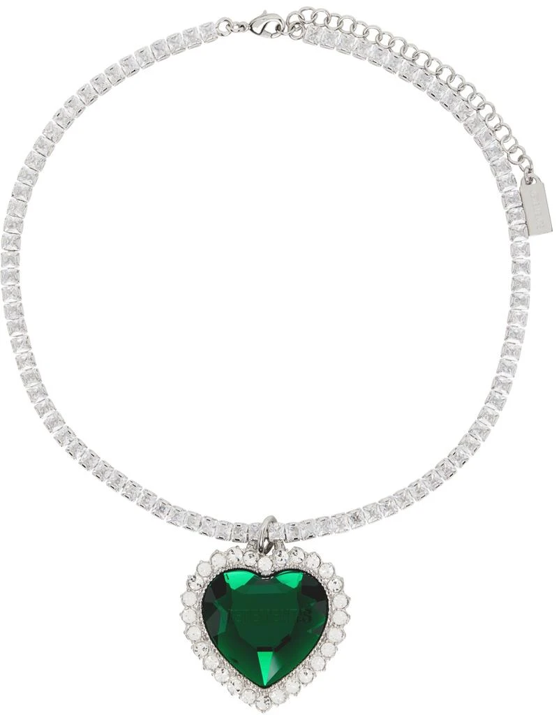 商品Vetements|Silver & Green Crystal Heart Necklace,价格¥2170,第1张图片