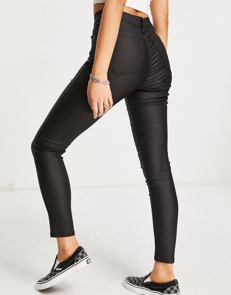 Topshop Jamie jeans in coated black商品第4张图片规格展示