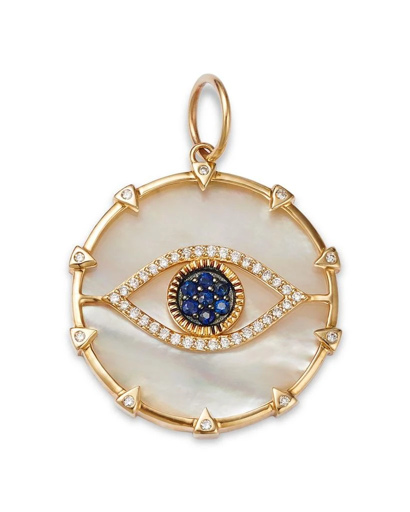 商品Nina Gilin|14K Yellow Gold Mother of Pearl Eye of Protection Diamond & Sapphire Pendant,价格¥17973,第1张图片