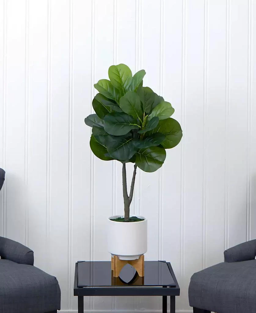 商品NEARLY NATURAL|33" Artificial Fiddle Fig with Stand Planter,价格¥471,第3张图片详细描述