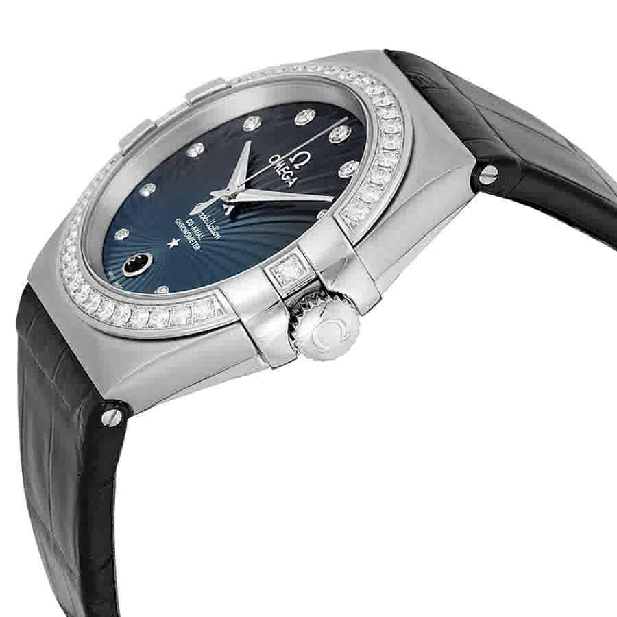 商品Omega|Constellation Blue Diamond Dial Black Leather Ladies Watch 12318352056001,价格¥36185,第2张图片详细描述