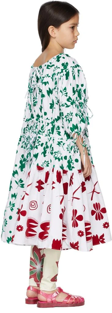 商品CHOPOVA LOWENA|Kids White & Green Flocked Gathered Dress,价格¥871,第4张图片详细描述