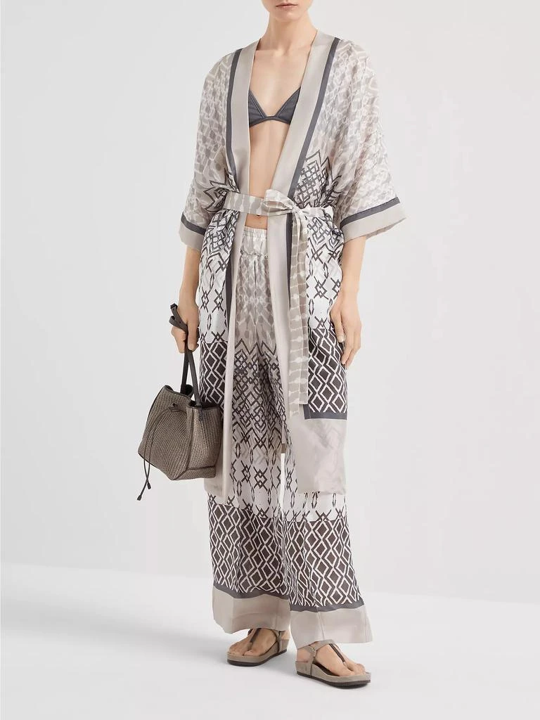 商品Brunello Cucinelli|Silk Ethnic Print Pong&eacute;e Loose Pyjama Trousers,价格¥27684,第5张图片详细��描述