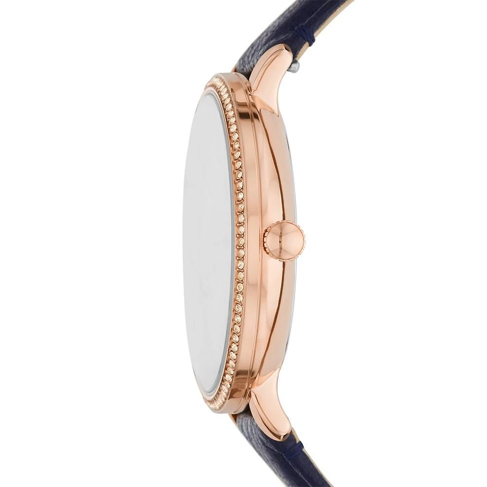 商品Fossil|Women's Jaqueline rose gold tone multifunction movement, navy leather watch 38mm,价格¥1196,第3张图片详细描述