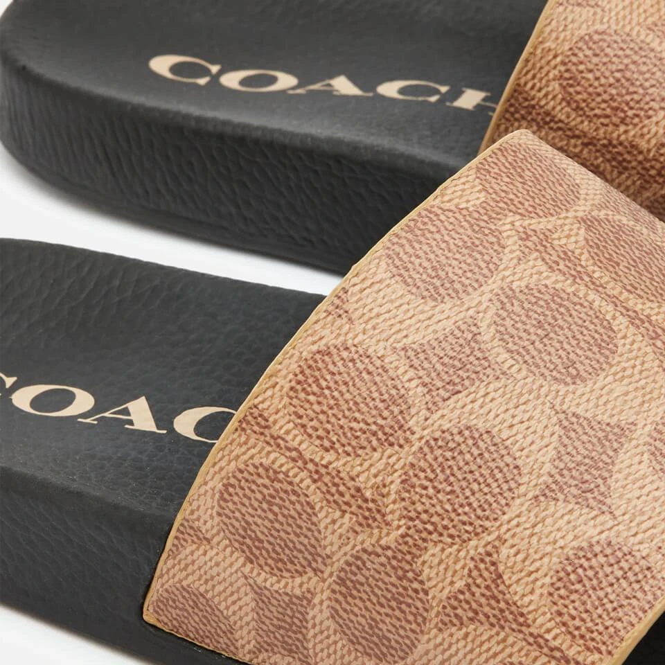 商品Coach|COACH WOMEN'S UDELE COATED CANVAS SLIDE SANDALS - TAN,价格¥474,第3张图片详细描述