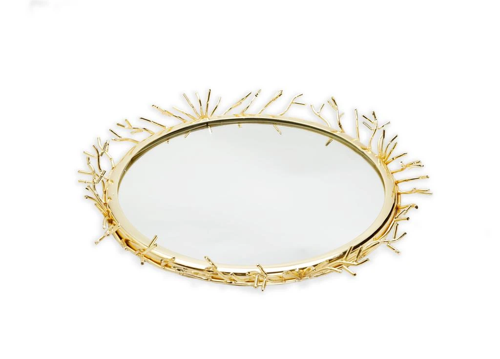 商品Classic Touch Decor|Decorative Round Mirror Tray with Gold Design Border,价格¥432,第2张图片详细描述