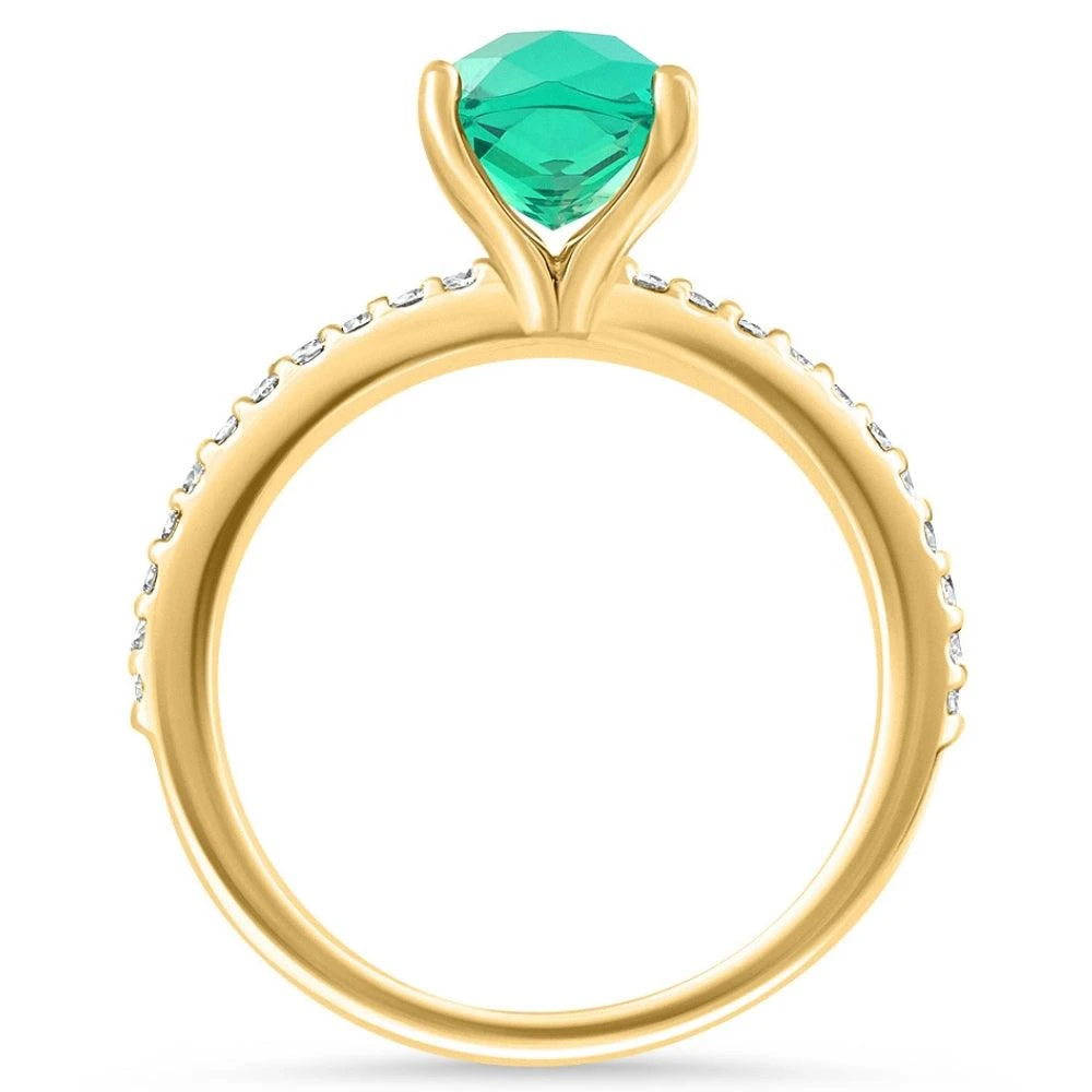 商品Pompeii3|1 3/4Ct Cushion Emerald & Diamond Ring Gold Lab Grown,价格¥3531,第3张图片详细描述