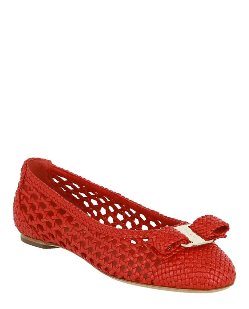 商品Salvatore Ferragamo|Varina Leather Woven Flat,价格¥2714,第2张图片详细描述