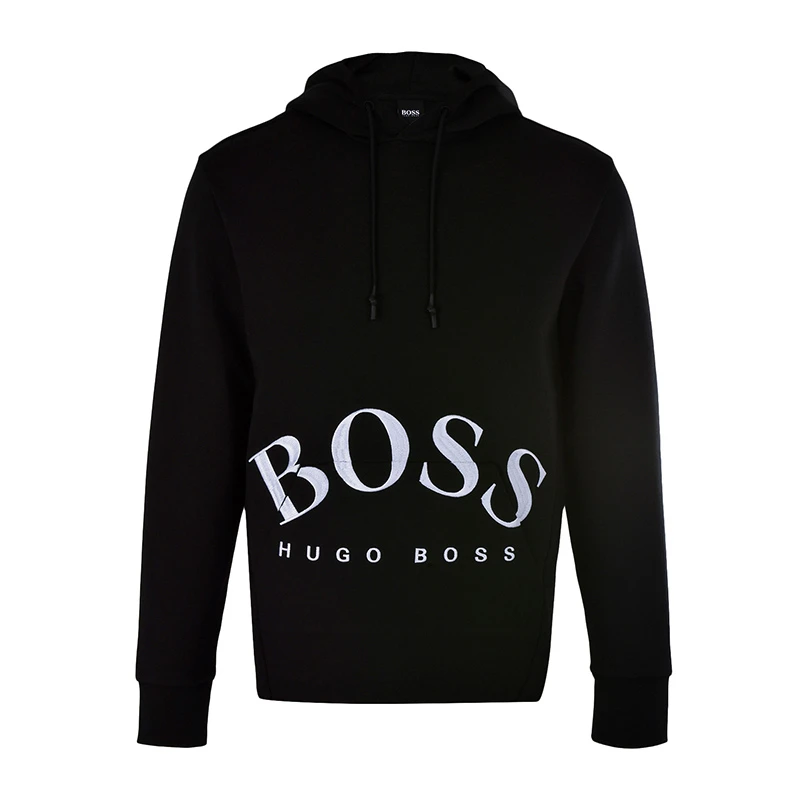 商品Hugo Boss|Hugo Boss 雨果博斯 男士黑色棉质经典logo套头运动衫连帽卫衣 SLY-50413135-001,价格¥1427,第1张图片