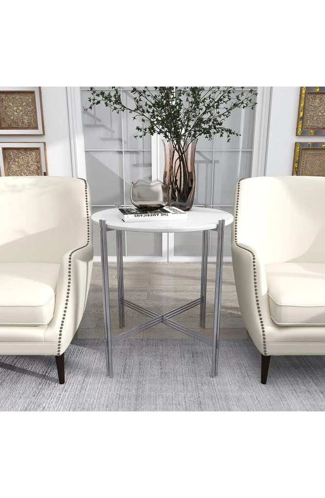 White Marble Accent Table 商品