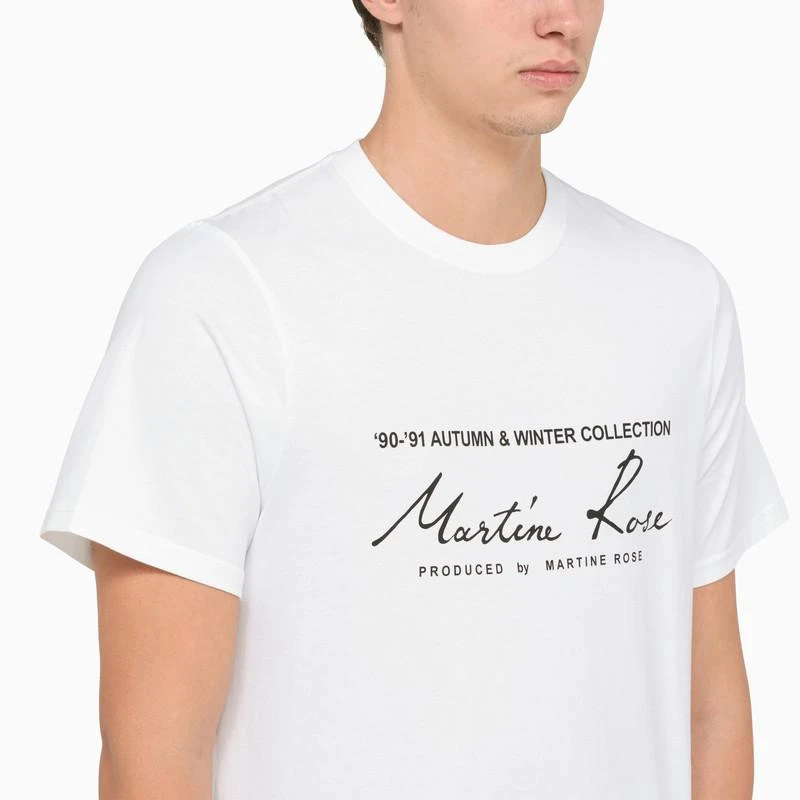 商品Martine Rose|White crew neck t-shirt with logo print,价格¥674,第4张图片详细描述