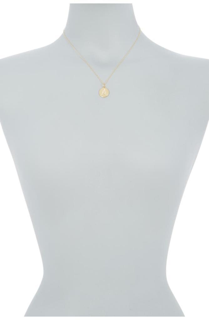 商品ADORNIA|14K Gold Plated Cubic Zirconia Initial Disc Pendant Necklace,价格¥148,第4张图片详细描述