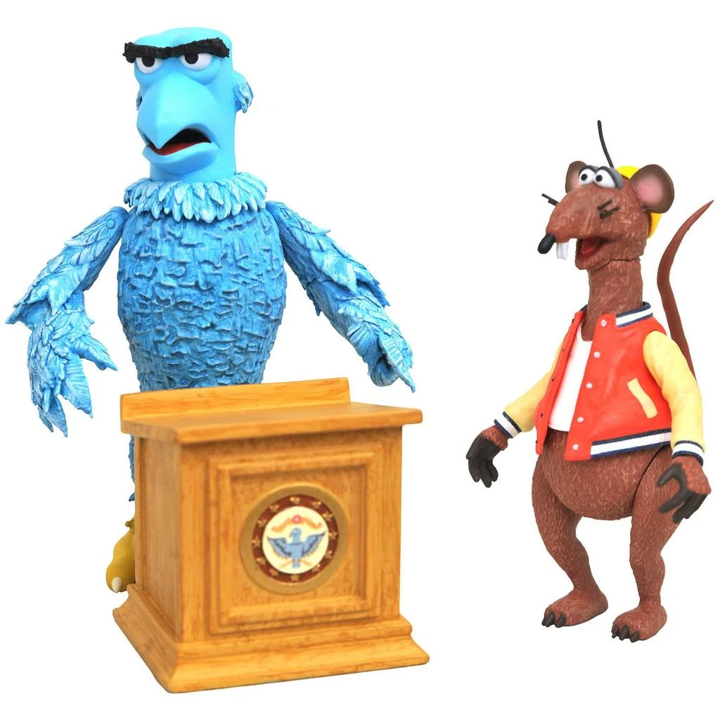 商品Diamond Select|Diamond Select Muppets Deluxe Action Figure 2-Pack - Sam The Eagle & Rizzo The Rat,价格¥328,第1张图片