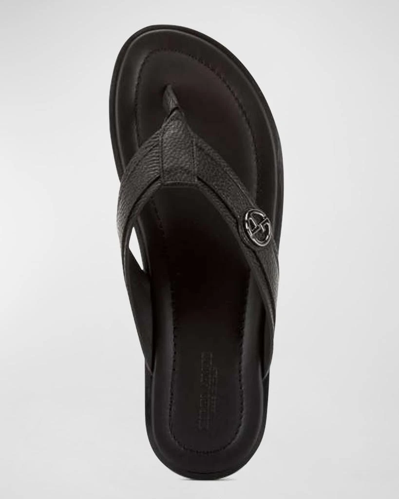 商品Giorgio Armani|Men's Logo Leather Thong Sandals,价格¥4441,第5张图片详细描述