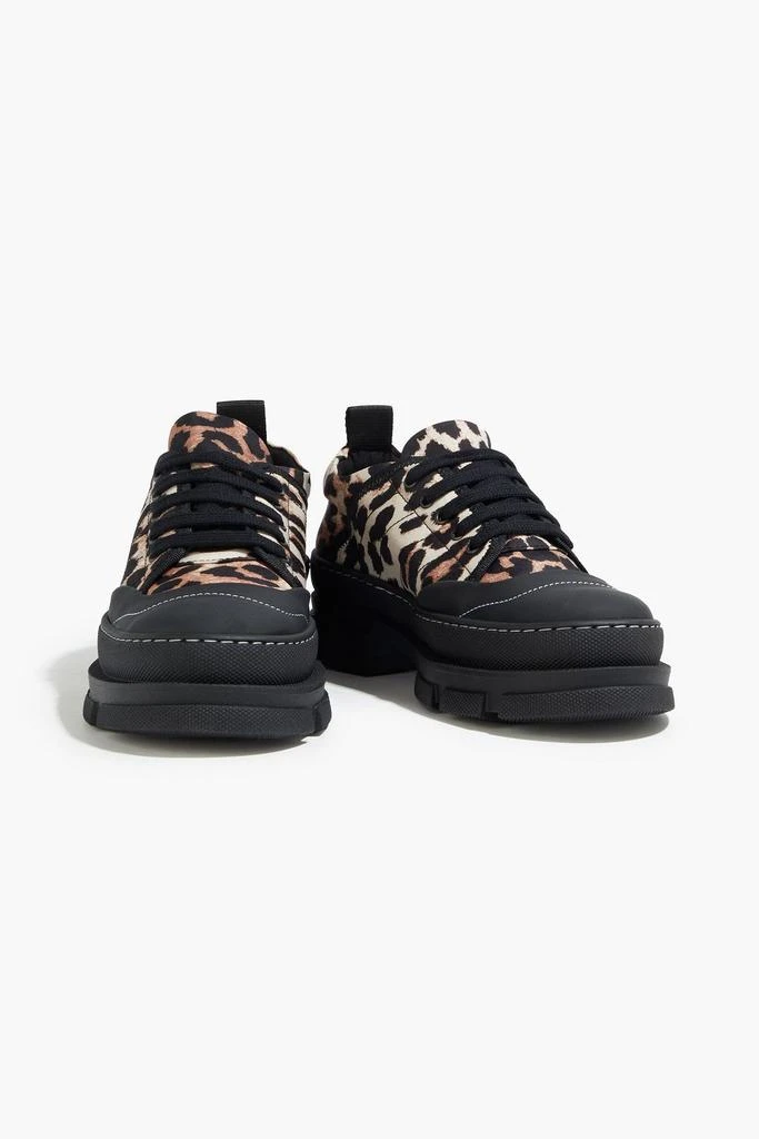商品Ganni|Hybrid leopard-print stretch-knit platform sneakers,价格¥988,第2张图片详细描述