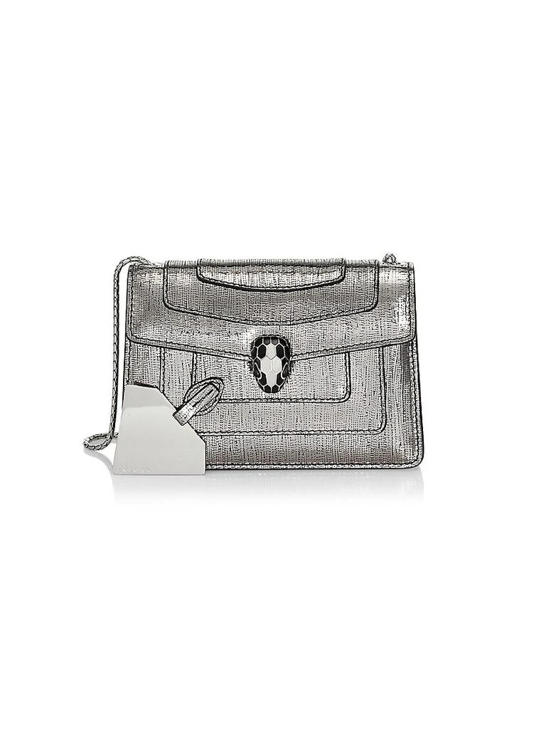 商品BVLGARI|Serpenti Nightbird Metallic Leather Flap Shoulder Bag,价格¥19130,第4张图片详细描述