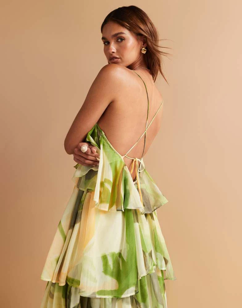 商品ASOS|ASOS DESIGN tiered cami layered maxi dress in floral print,价格¥498,第2张图片详细描述