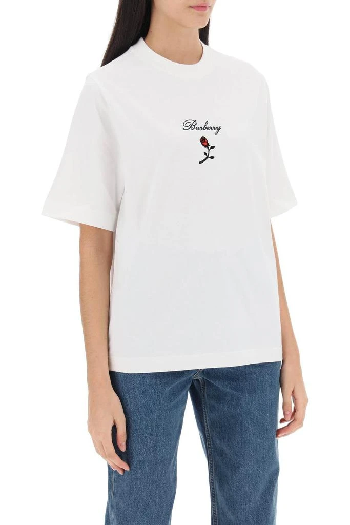 商品Burberry|T-shirt with embroidery and flocked rose,价格¥3115,第3张图片详细描述