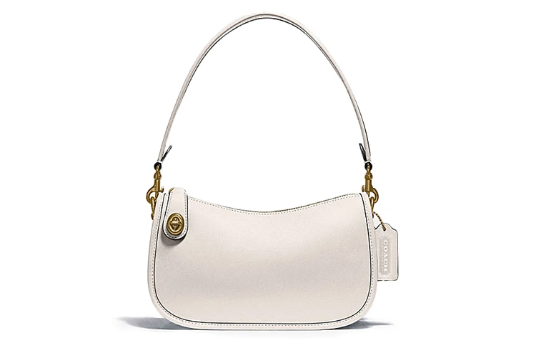 商品[国内直发] Coach|蔻驰 Swinger 23休闲拉链开合纯色 皮革 腋下包麻将包斜挎包单肩包 中号 女款 白色,价格¥1748,第1张图片