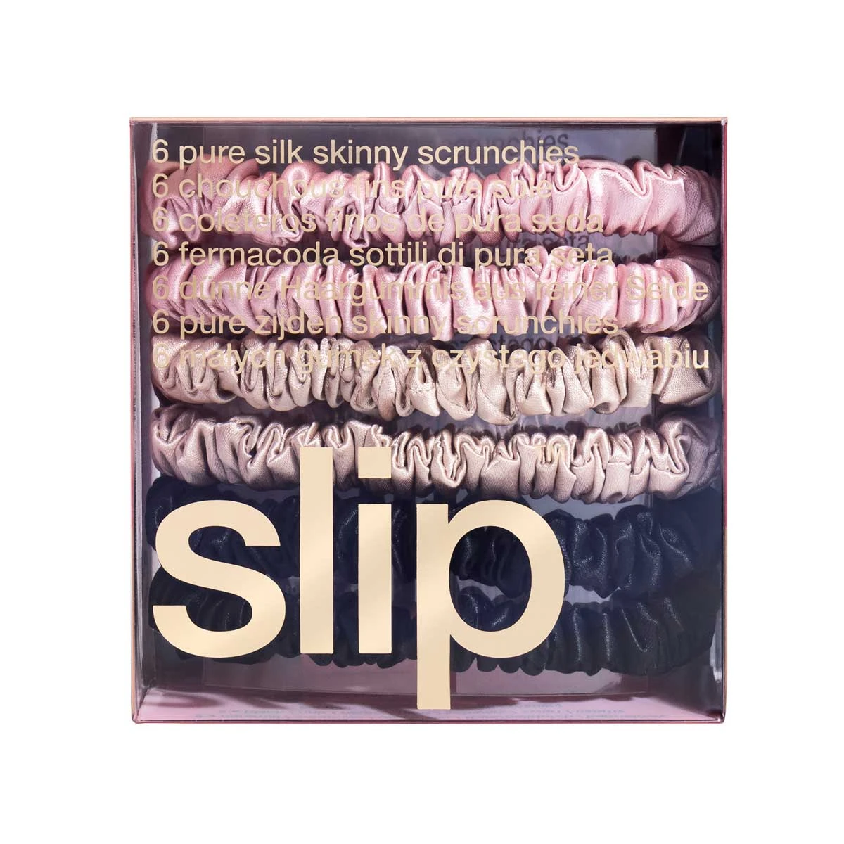 Slip Silk 舒适真丝束发发绳发圈 6个 Pink, Caramel & Black 商品