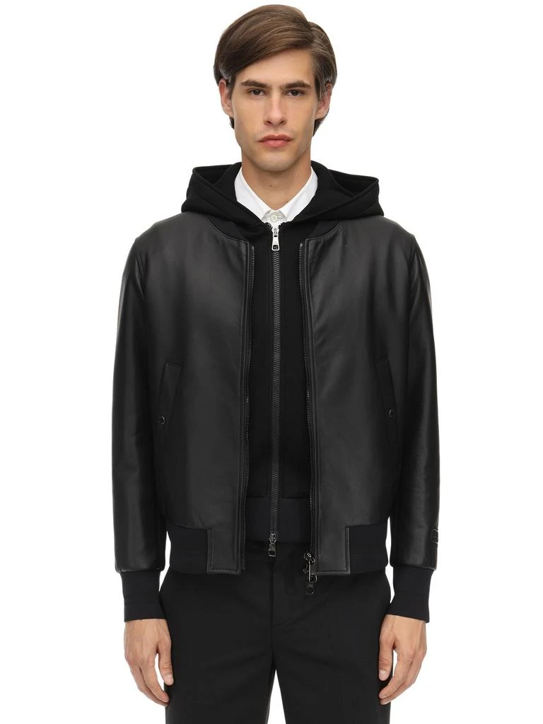 商品Neil Barrett|Hooded Leather Bomber Jacket,价格¥4951,第1张图片