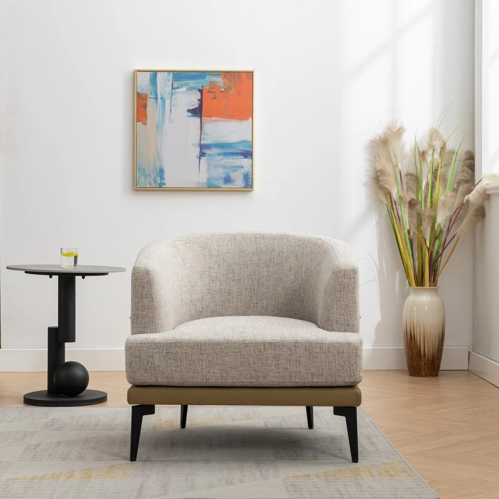 商品Streamdale Furniture|Streamdale Modern Twotone Barrel Fabric Chair,价格¥2265,第3张图片详细描述