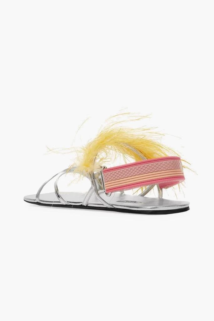 商品Prada|Feather-embellished metallic leather sandals,价格¥1292,第4张图片详细描述