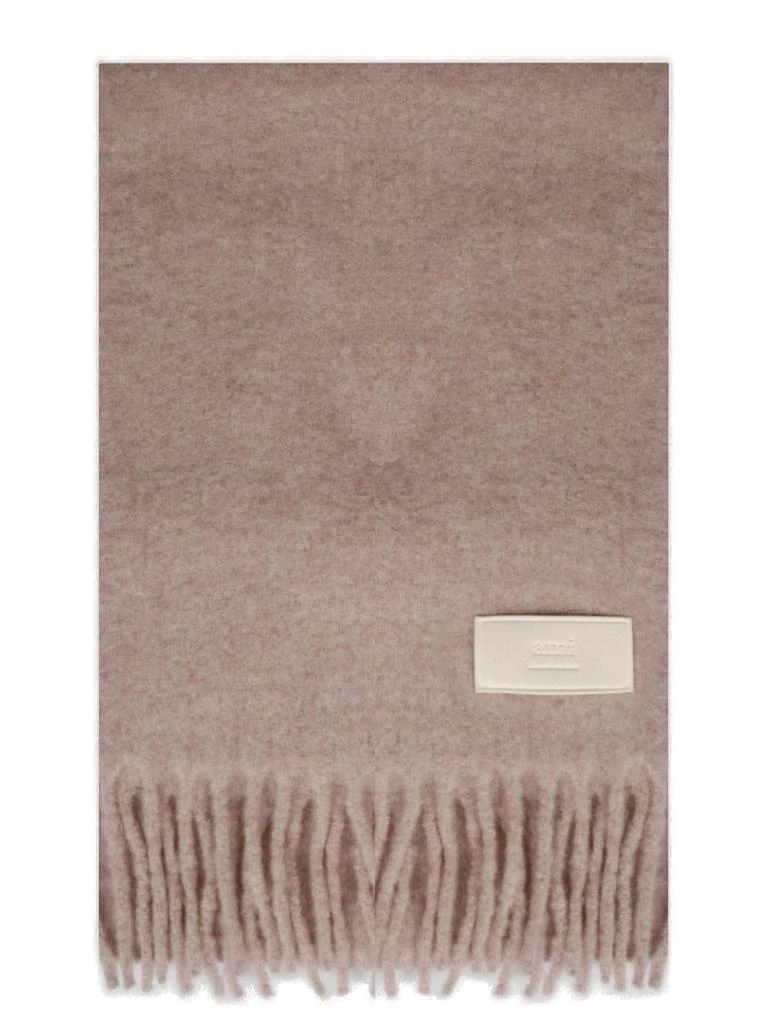 商品AMI|AMI Paris Logo Patch Fringed Edge Scarf,价格¥1342,第1张图片