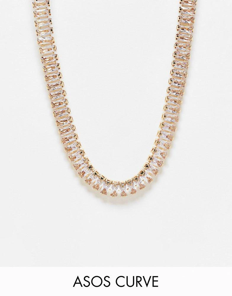 商品ASOS|ASOS DESIGN Curve necklace with cubic zirconia crystal design,价格¥149,第1张图片