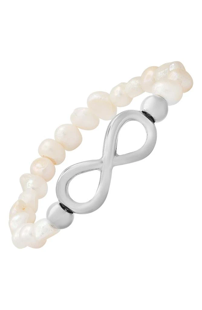商品HMY JEWELRY|Stainless Steel Imitation Pearl Infinity Stretch Bracelet,价格¥190,第1张图片
