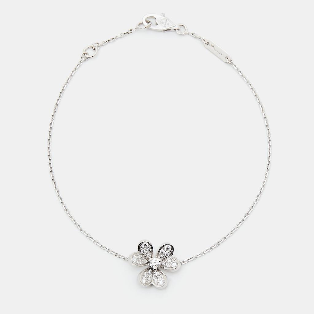 商品[二手商品] Van Cleef & Arpels|Van Cleef & Arpels Mini Frivole Diamond 18k White Gold Bracelet,价格¥24133,第1张图片