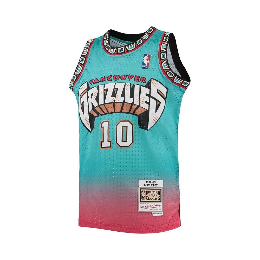 商品Mitchell & Ness|Youth Boys Mike Bibby Red, Turquoise Vancouver Grizzlies 1998/99 Hardwood Classics Fadeaway Swingman Player Jersey,价格¥667,第2张图片详细描述