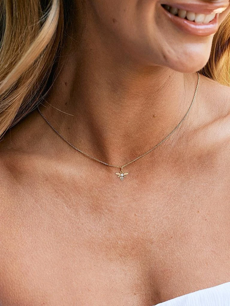 商品brook & york|Adeline 14K-Yellow-Gold Vermeil & Cubic Zirconia Bee Pendant Necklace,价格¥814,第2张图片详细描述