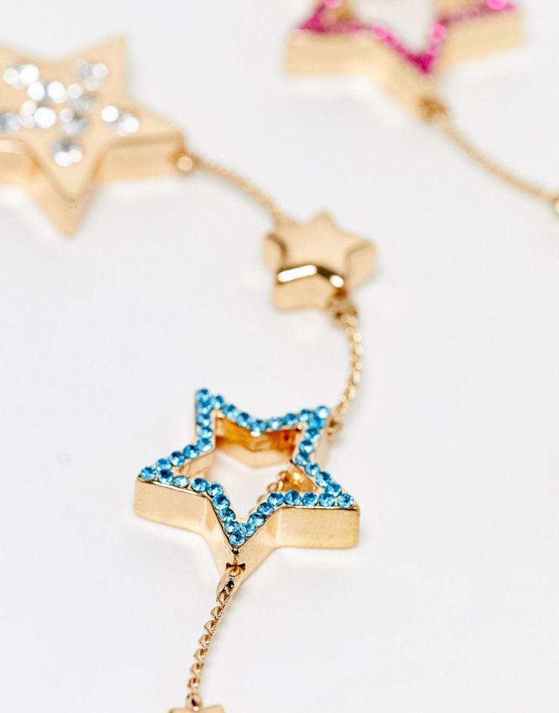 商品Reclaimed Vintage|Reclaimed Vintage colourful star necklace in gold,价格¥113,第4张图片详细描述