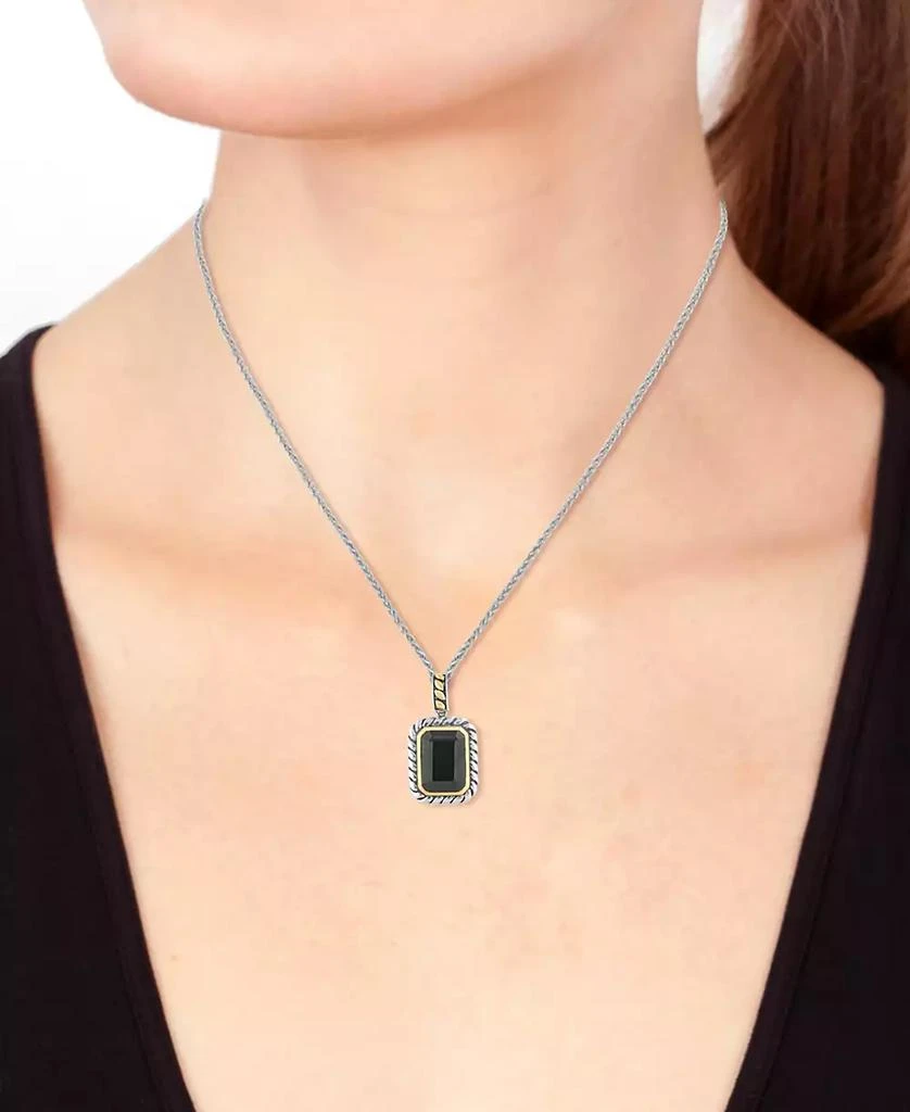 商品Effy|EFFY® Onyx Rope-Framed 18" Pendant Necklace in Sterling Silver & 14k Gold-Plate,价格¥5305,第2张图片详细描述