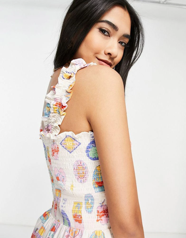 商品Never Fully Dressed|Never Fully Dressed Fruit Sticker printed shirred maxi dress in multi,价格¥351,第3张图片详细描述
