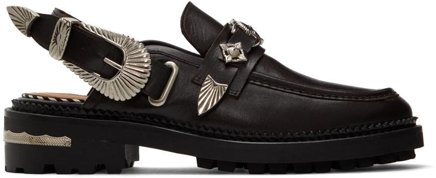 商品Toga Pulla|SSENSE Exclusive Brown Leather Slingback Loafers,价格¥1708,第1张图片