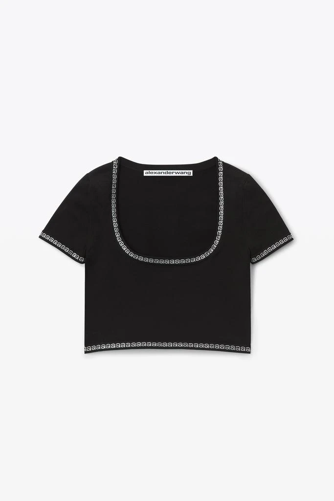 商品Alexander Wang|LOGO CRYSTAL TRIM TEE IN COMPACT NYLON,价格¥1827,第3张图片详细描述