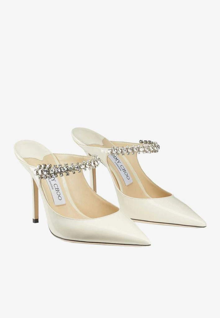 商品Jimmy Choo|Bing 100 Crystal Strap Mules in Patent Leather,价格¥8432,第2张图片详细描述