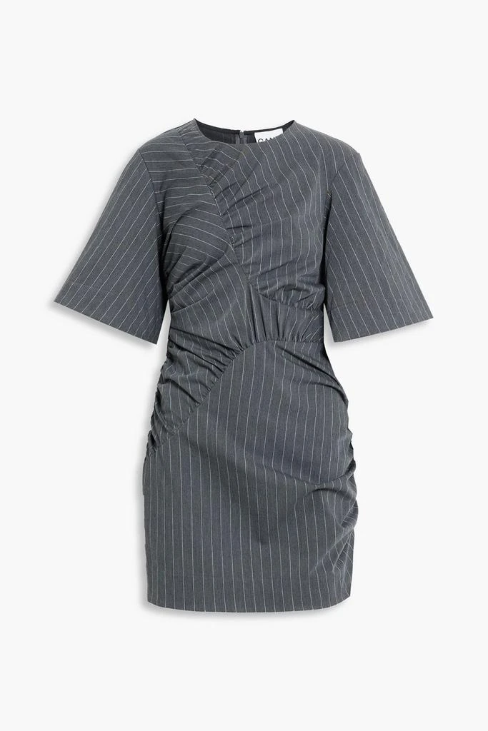 商品Ganni|Ruched pinstriped stretch-jacquard mini dress,价格¥563,第1张图片