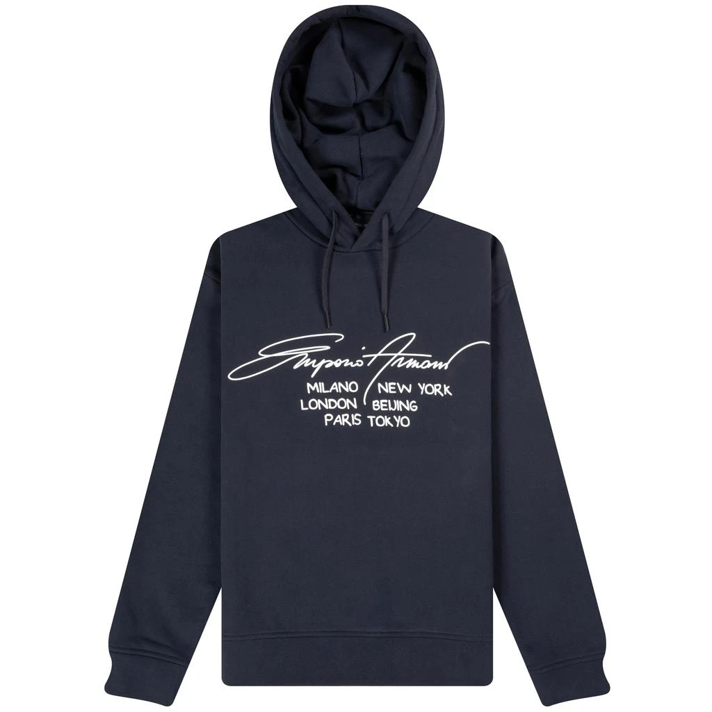 商品Emporio Armani|Emporio Armani 'Signature Logo' Hooded Sweatshirt Navy,价格¥921,第1张图片