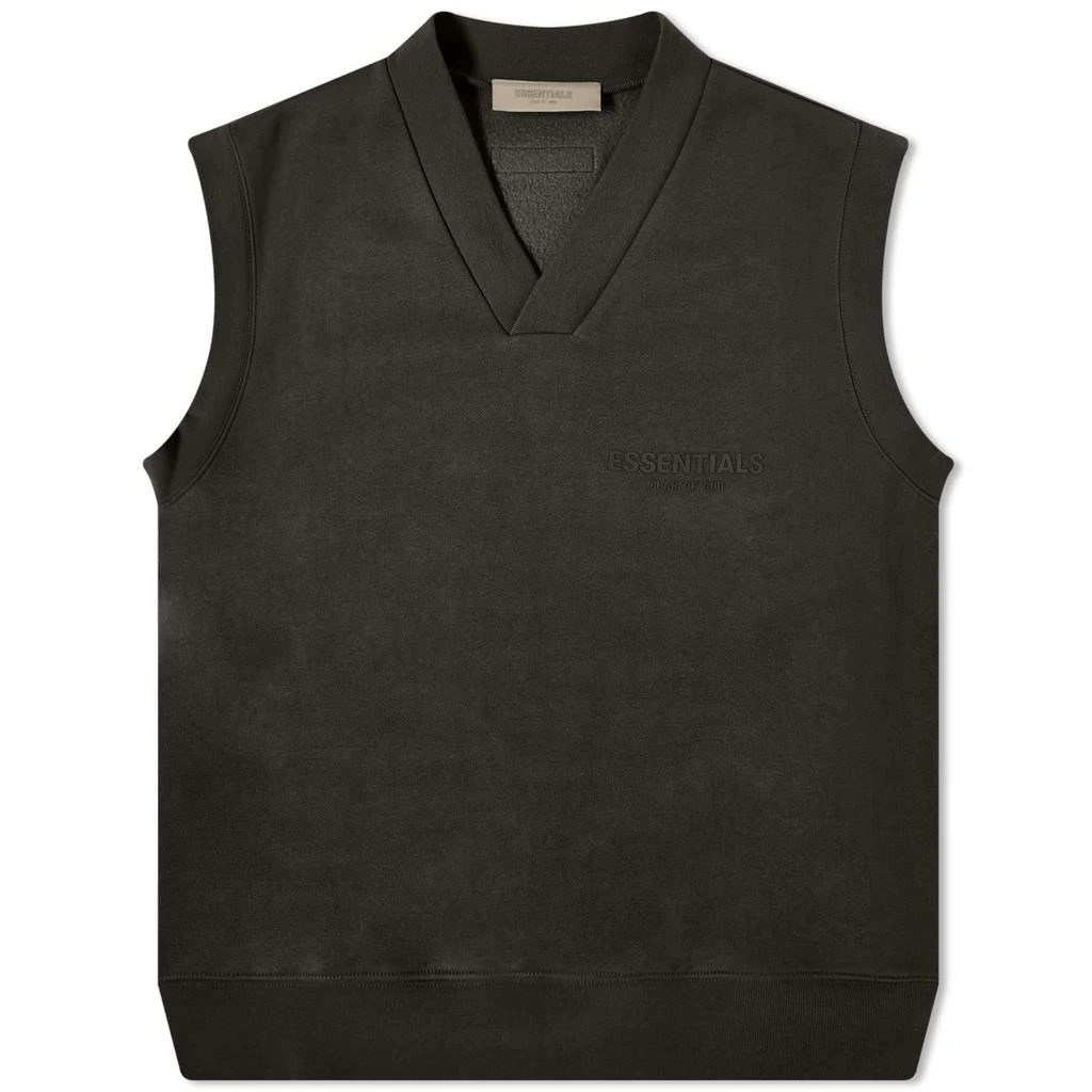 商品Essentials|Fear of God Essentials Pullover V-Neck Vest - Off-Black,价格¥425,第1张图片