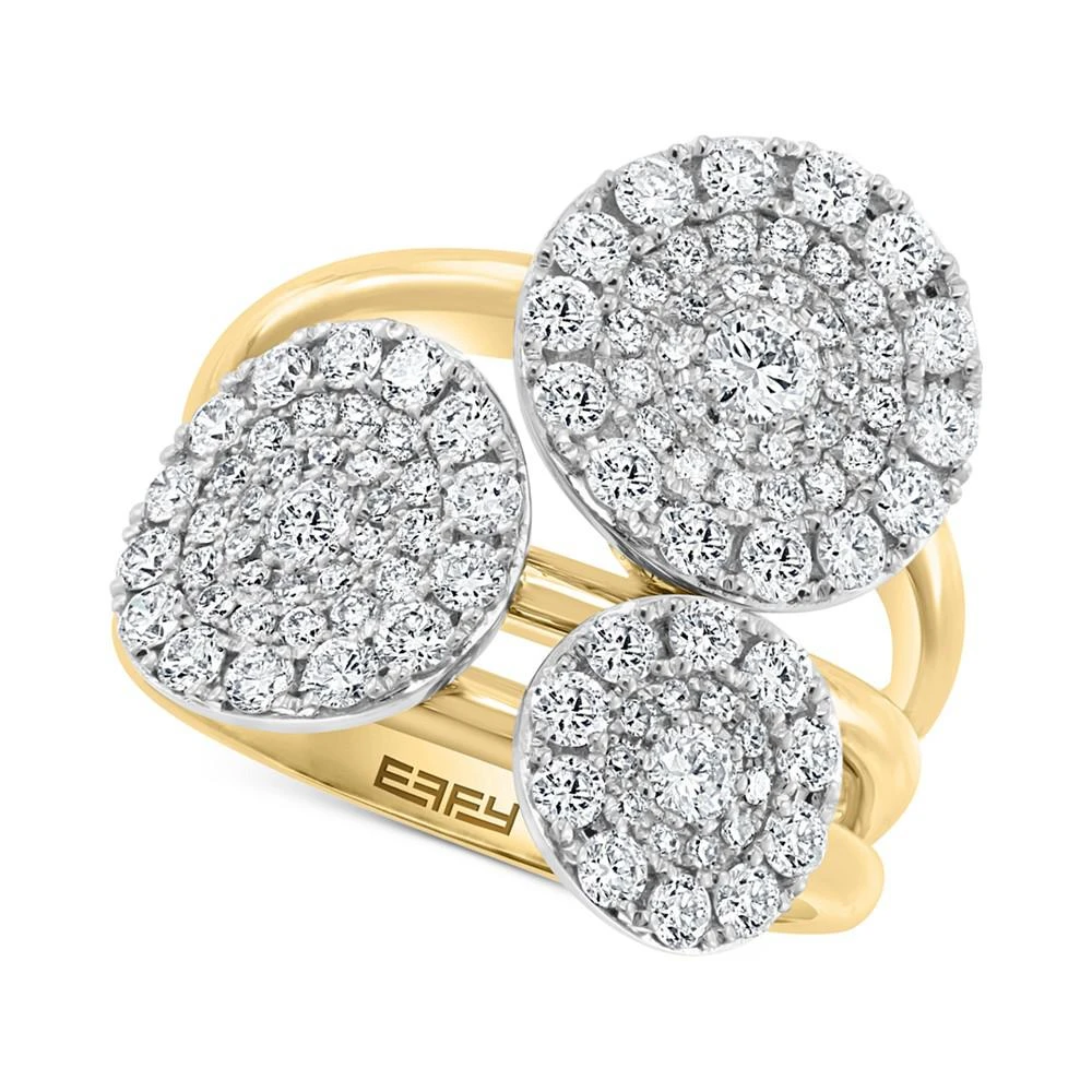 商品Effy|EFFY® Diamond Triple Halo Multirow Ring (1-1/2 ct. t.w.) in 14k Gold & White Gold,价格¥49885,第3张图片详细描述