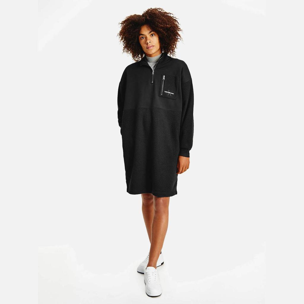 商品Calvin Klein|Calvin Klein Jeans Women's Polar Fleece Half Zip Dress - CK Black,价格¥388,第1张图片