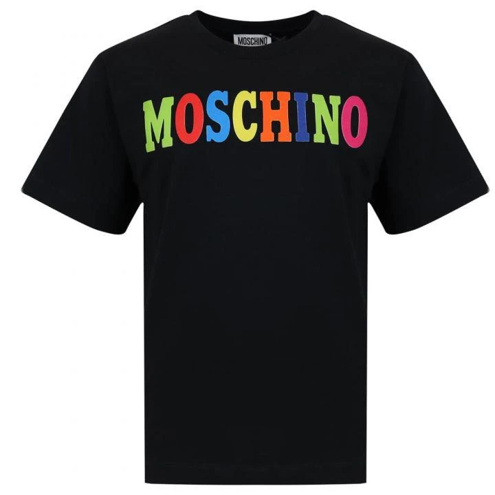 商品Moschino|Black Maxi Multicoloured Logo T Shirt,价格¥323,第1张图片